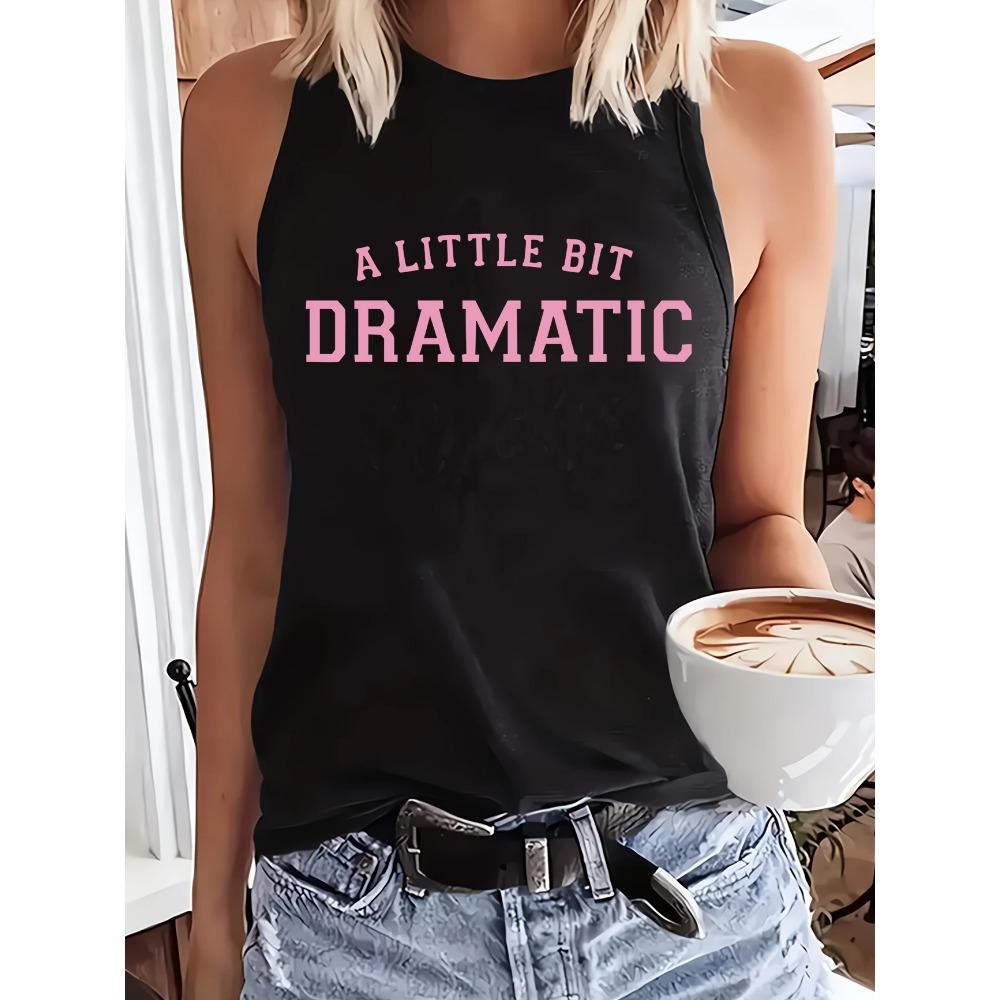 Letter printed vest T-shirt T-shirt pattern vest women s round neck S