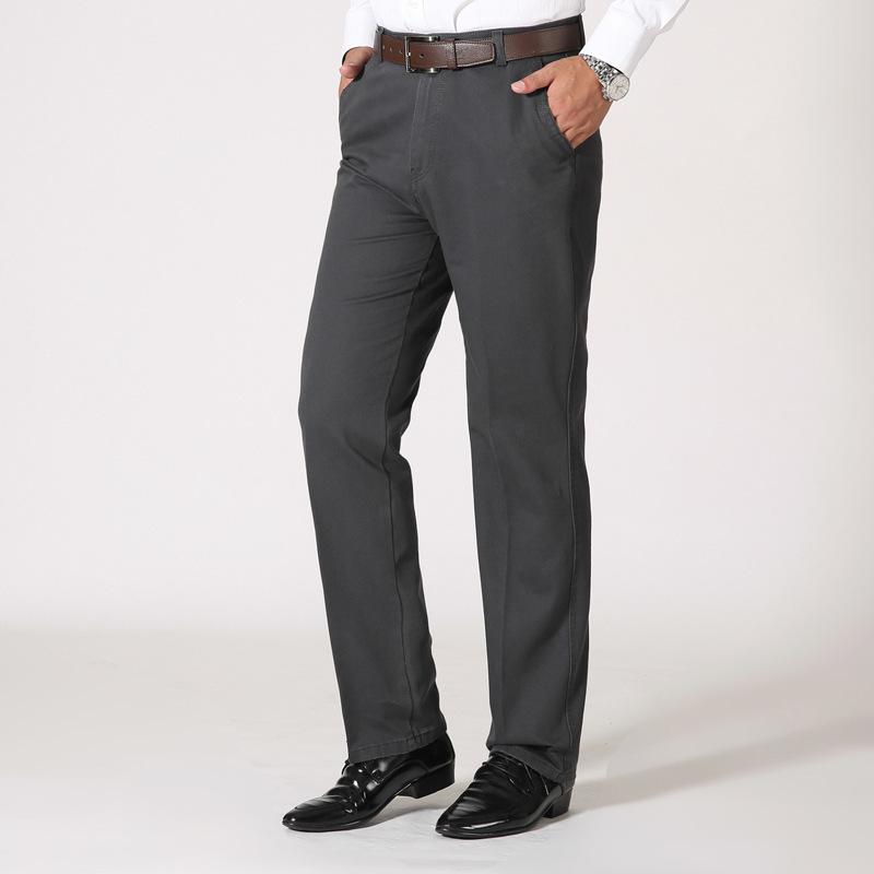 Pantaloni da uomo in cotone business casual da uomo primavera e autunno, pantaloni lunghi da lavoro dritti larghi di mezza età
