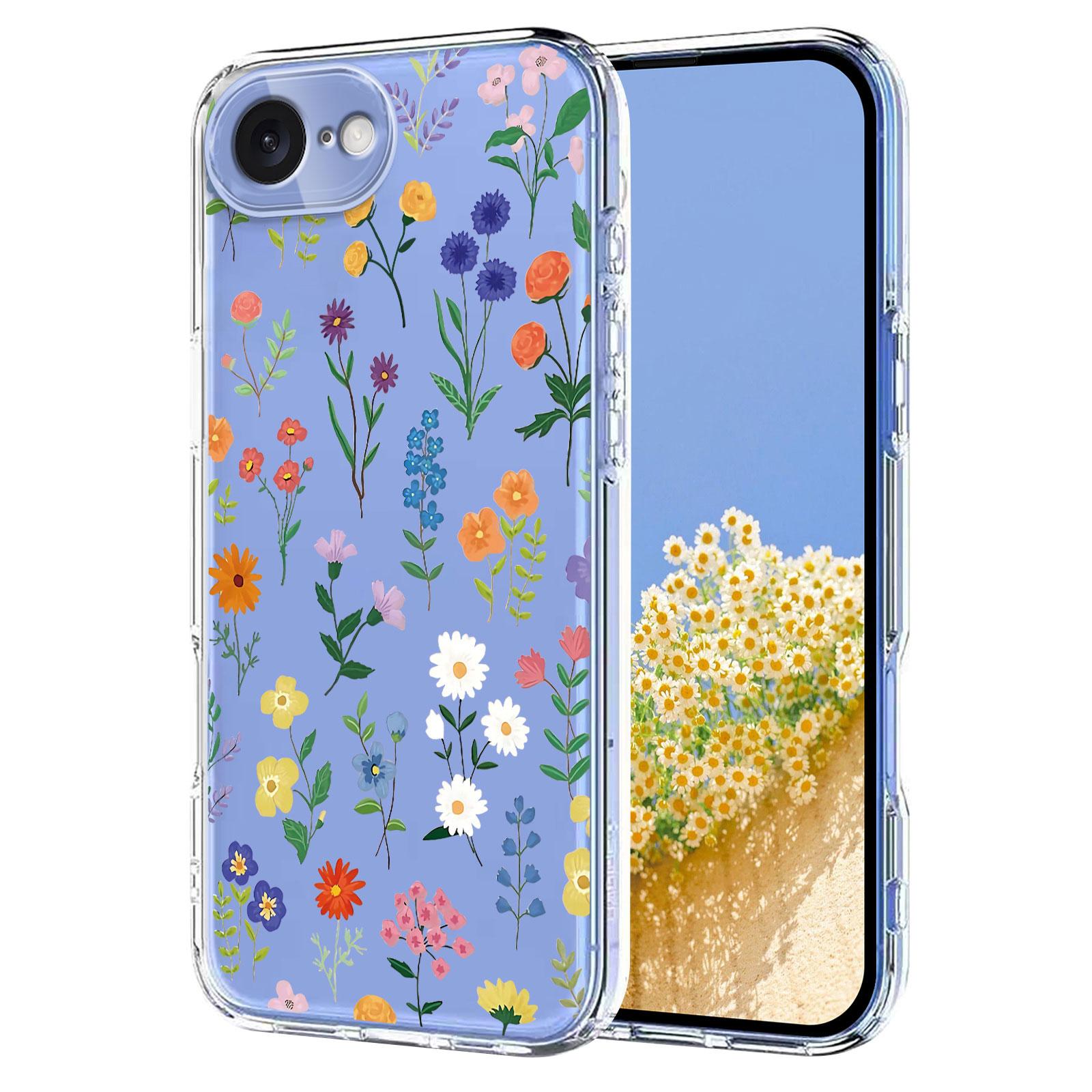 For iPhone 16e Case Butterfly Floral Pattern Printing TPU Phone Back Cover B