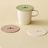 Set of 3 with Teaspoon Holder Silicone Cup Covers Round Hot Cup Lids Cute Mugs Lids  Coffee Tea