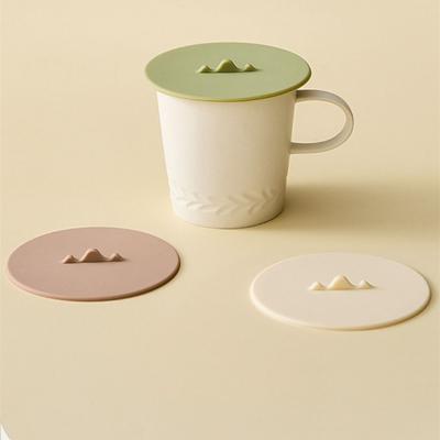Set of 3 with Teaspoon Holder Silicone Cup Covers Round Hot Cup Lids Cute Mugs Lids Coffee Tea