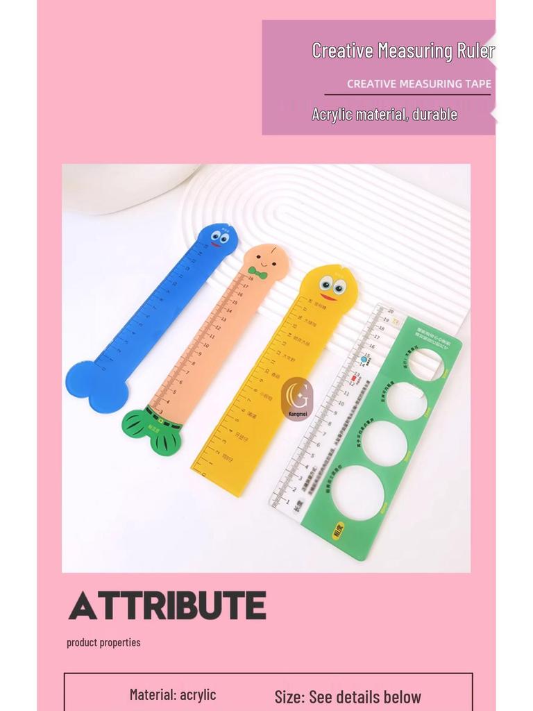 Private Cartoon Penis Measuring Tool: Length, Thickness, and Diameter Comparison Ruler for Reproductive Health