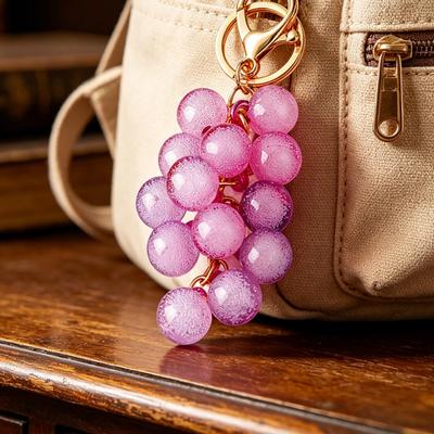 Keychain Pendant Transparent Grape Shape Acrylic Key Chain with with Lobster Clasp Easy To Hang Key Holder Backpack Car Accessory