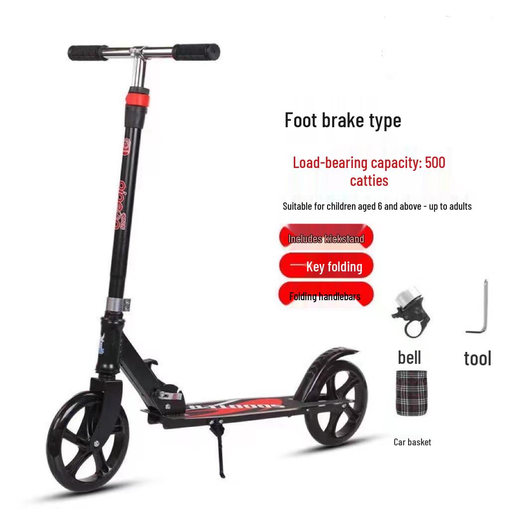 Foldable Two-Wheel Scooter for Adults & Kids - Starry Black with Dual Brakes
