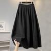 Women's Elastic Waist Drapey Wool Blend A-Line Midi Skirt