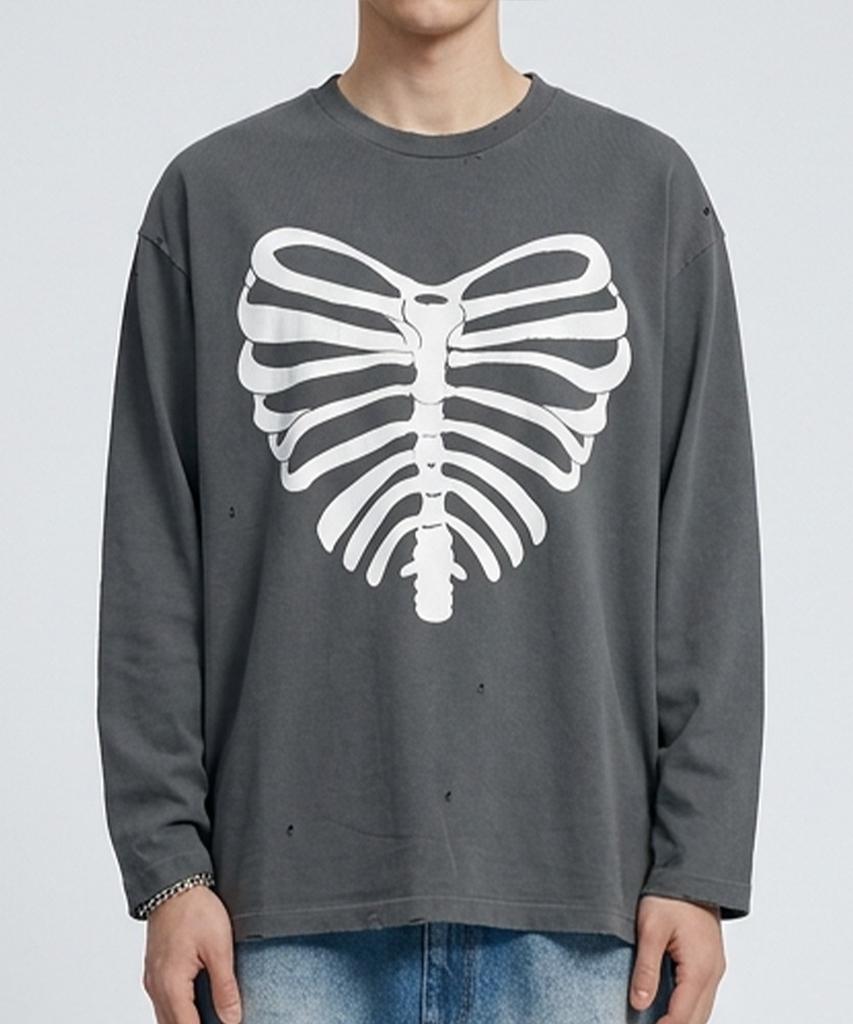 SEVENSELAH Heartbone Vintage Washed Long Sleeve Vintage Black