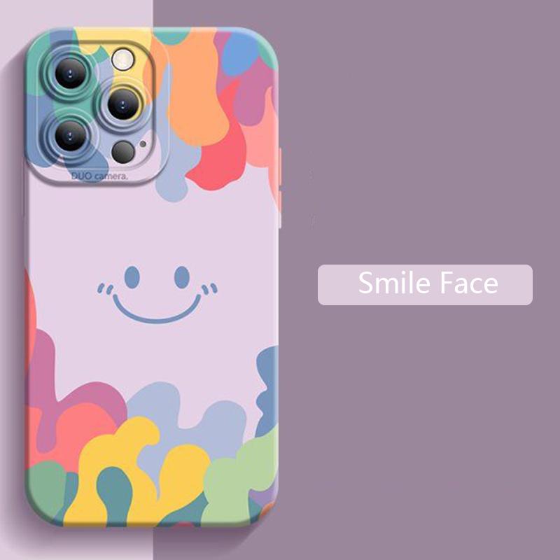 Luxury Ice Cream Smile Face Case For iPhone 17 16 15 14 13 12 11 Pro Max 16 Plus 17 Air 16E Shockproof Candy Soft Silicone Cover