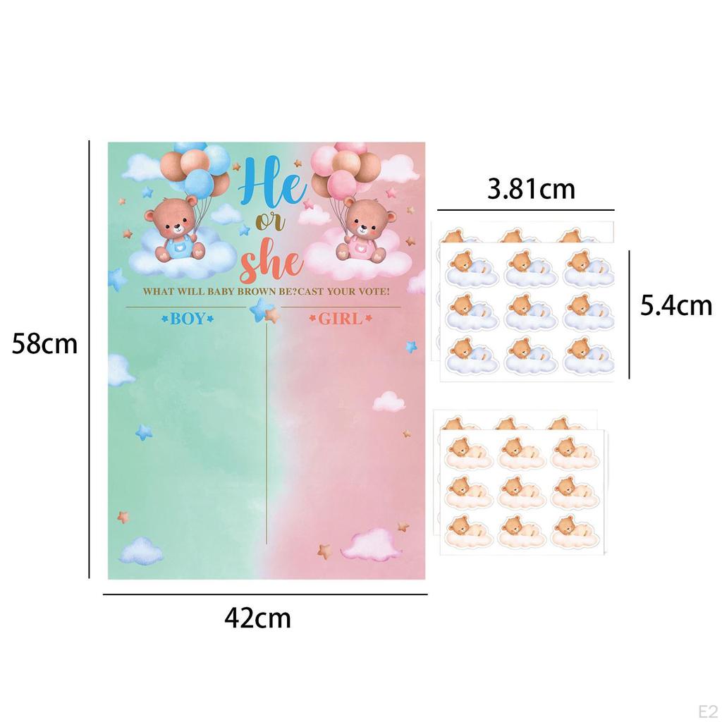 Baby Gender Reveal Board Ideas Game Cartoon Bear and Balloons Patterns