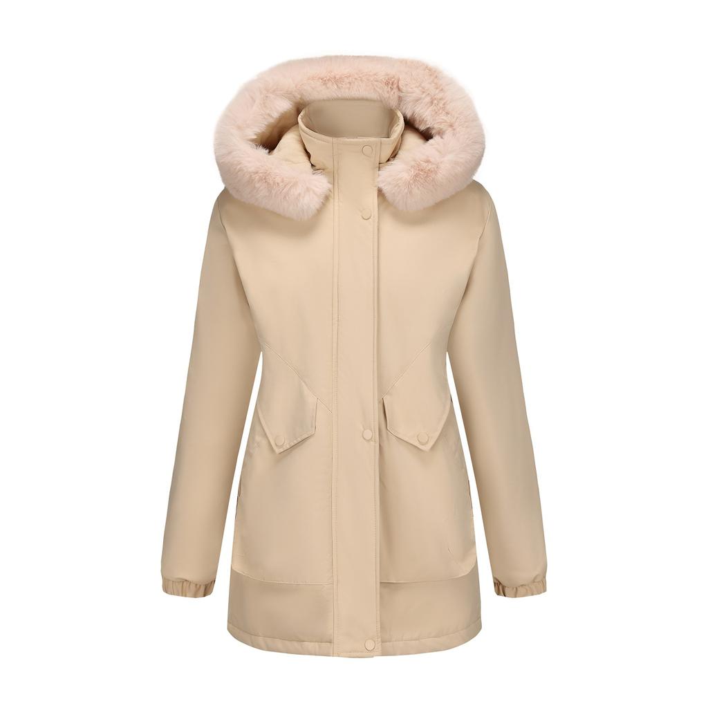 Winter Coat Women 2025 Long Plush Fur Collar Fleece Lined Parka Jacket Korean Style