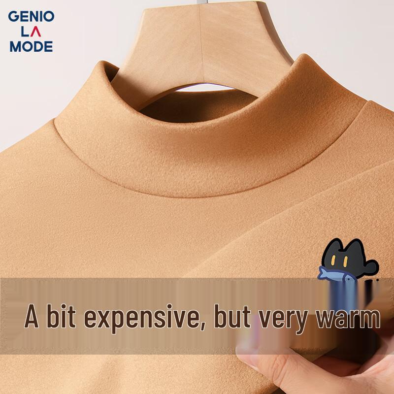 GENIOLAMODE Men s Brushed Thermal Semi-High Collar Long Sleeve T-Shirt XL