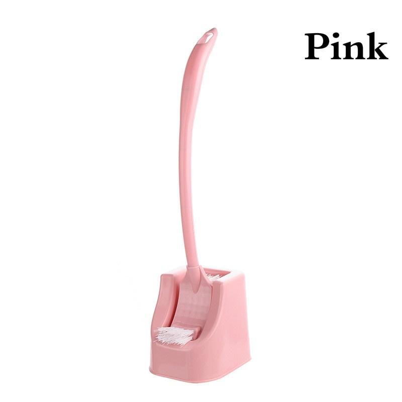 Plastic Toilet Brush Holder Set Bathroom Cleaning Kit Cleaner Curved Toilet Cleaning Brushes Househo