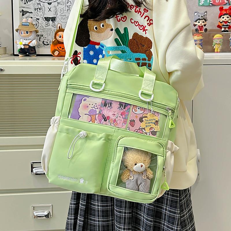 Lightweight Shoulder Bag Messenger Bag Student Crossbody Bag Women's Color Block Backpack