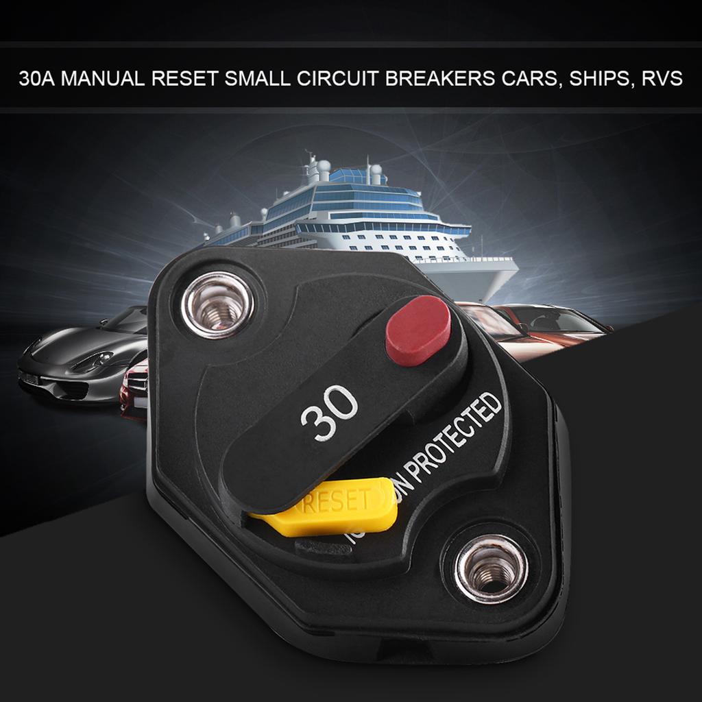 30 Amp Manual Reset Circuit Breaker Switch Car Boat Fuse Holder Waterproof