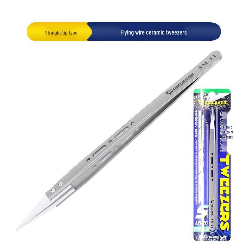 Repairman S-Class Insulated Non-Magnetic Ceramic Tweezers: High-Temperature Resistant, Fine Tip, Firm Grip for Motherboard Repair.