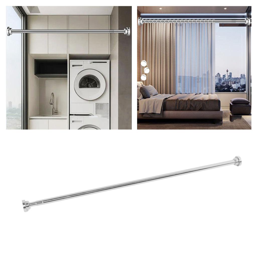 100cm Shower Curtain Rod No Drilling Tension Clothes Rod Stainless Steel Telescopic Curtain Rod for Bathroom Bedroom Kitchen
