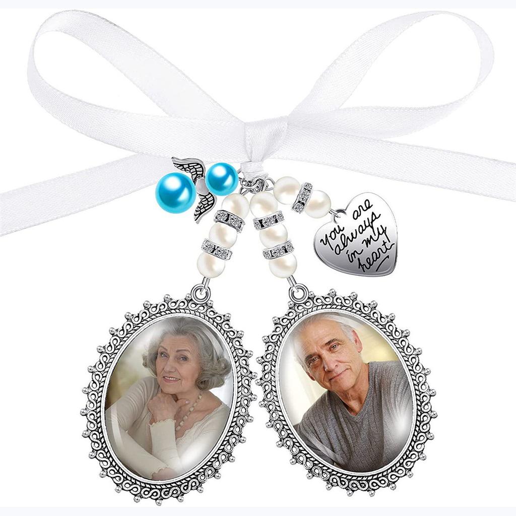 Hochzeit Brautstrauß Herz Fotorahmen Erinnerung Handgemachter Anhänger Mit Herzperlen Anhänger Schmuck