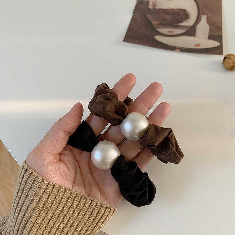 Pearl Large Intestine Elastic Hair Ring 2026 New Back of Head Rope Hair Tie Ball Head Rubber Band Headpiece Hair Tie Rubber Band