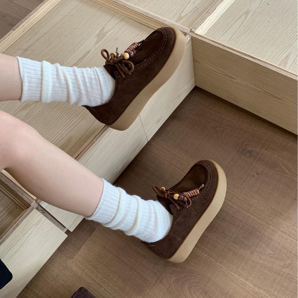 2025 new round head flat bottom Doudou word with soft bottom inner slope heel commuter work versatile women's shoes