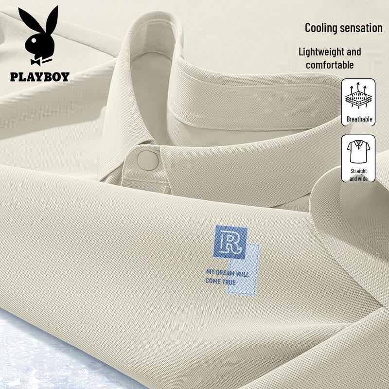 PLAYBOY Men s Ice-Feel Quick-Dry Short Sleeve Polo Shirt M