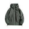 Couple Waterproof Jacket Hooded Long Sleeve Spring Autumn Casual Jacket with Pockets Solid Color Outdoor Travel Outerwear
