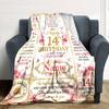 14Th Birthday Celebration Personalized Name Flannel Blankets Are Versatile Serving As Bed Blankets Office Shawls And For Home And Outdoor Camping
