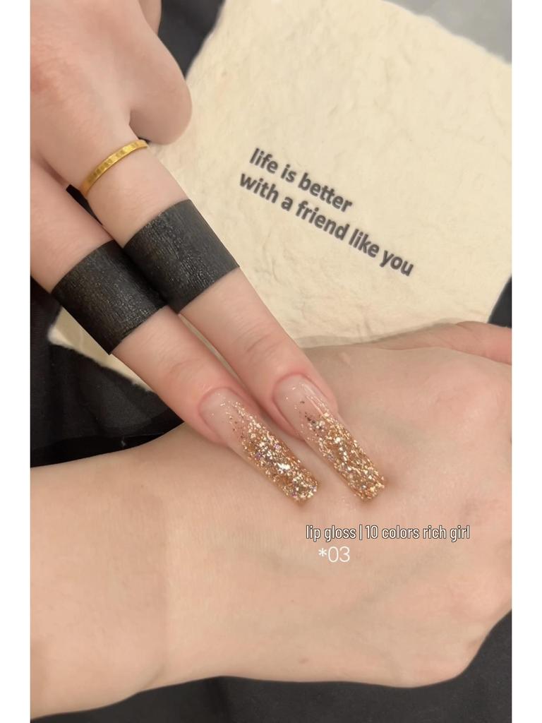 Rich Girl 10-Color Glitter Gel Nail Polish: Gold & Silver Ice Transparent Diamond Shine