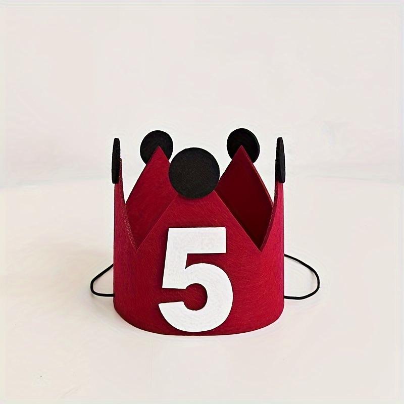 1pc Birthday Crown Hat for Kids Red Felt Princess Crown with Number First Birthday Party Decorations Favors 1-10th 30th 100th