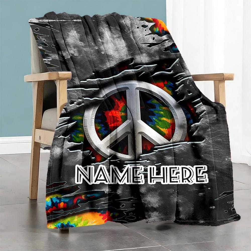 Peaceful Style Customize Your Name Blanket Cozy Personalized Blanket Soft Warm Cozy Versatile for Bed Nap Couch Livingroom All-Season Use