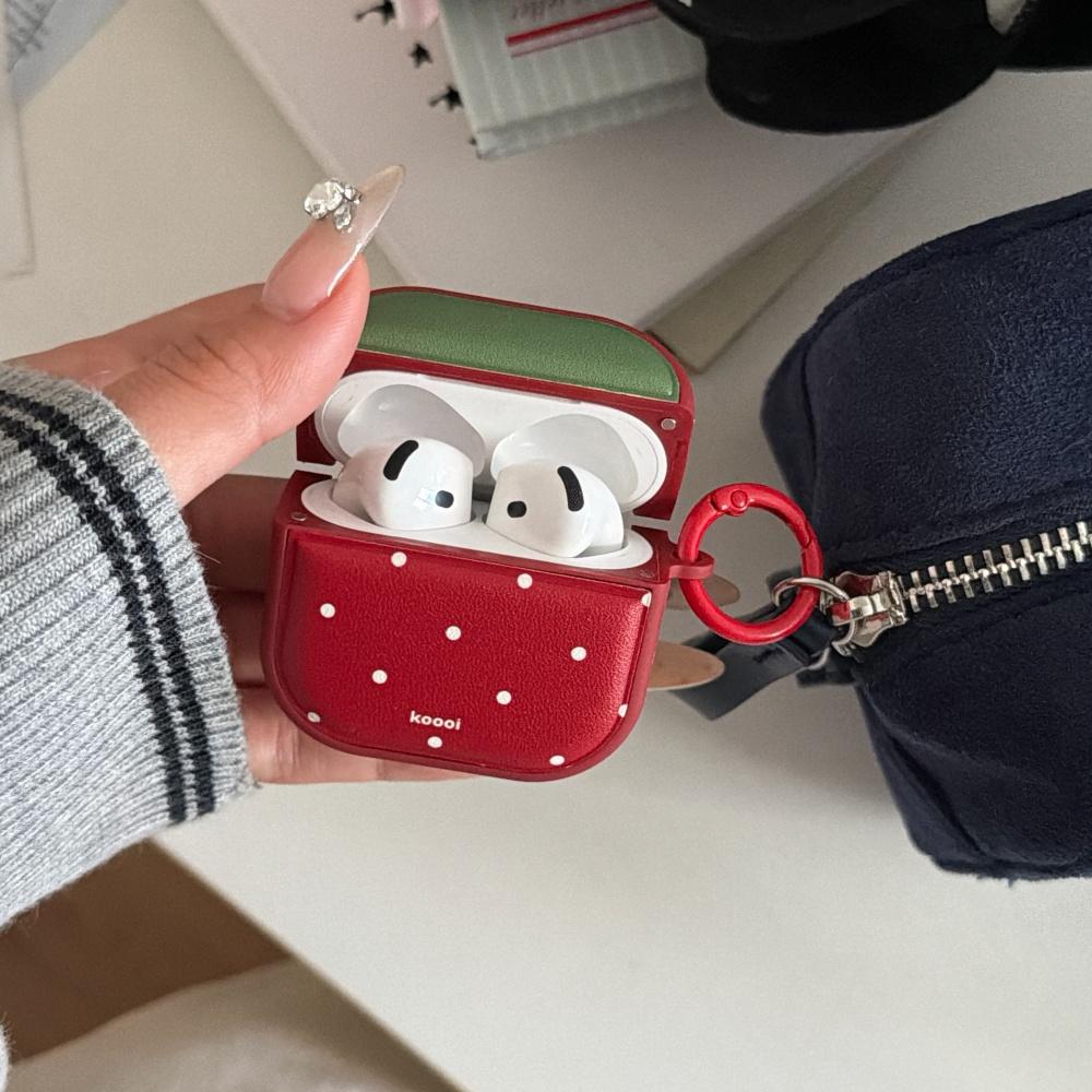 Ins Cute Contrasting Color Strawberry Polka Dot Airpods4 Protective Case Airpod3 Suitable for Apple Pro Earphone Case Second Generation Wireless