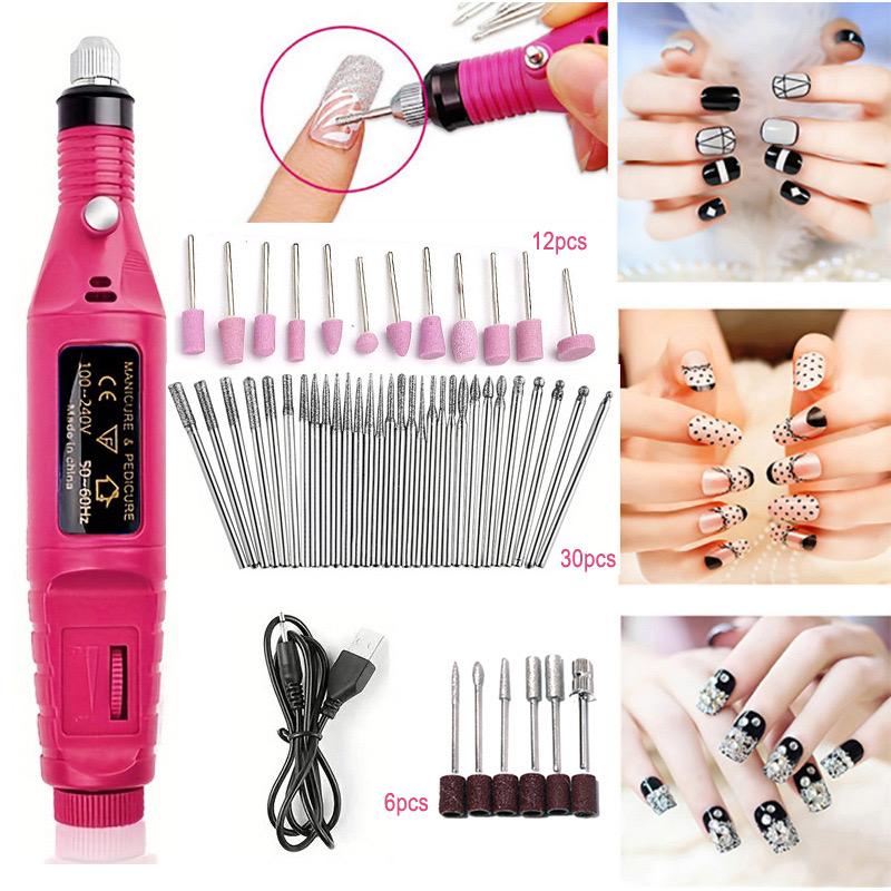 LULAA Electric Nail Drill Machine Set Pedicure Grinding Equipment Mill For Manicure  Professional Strong Nail Polishing Tool