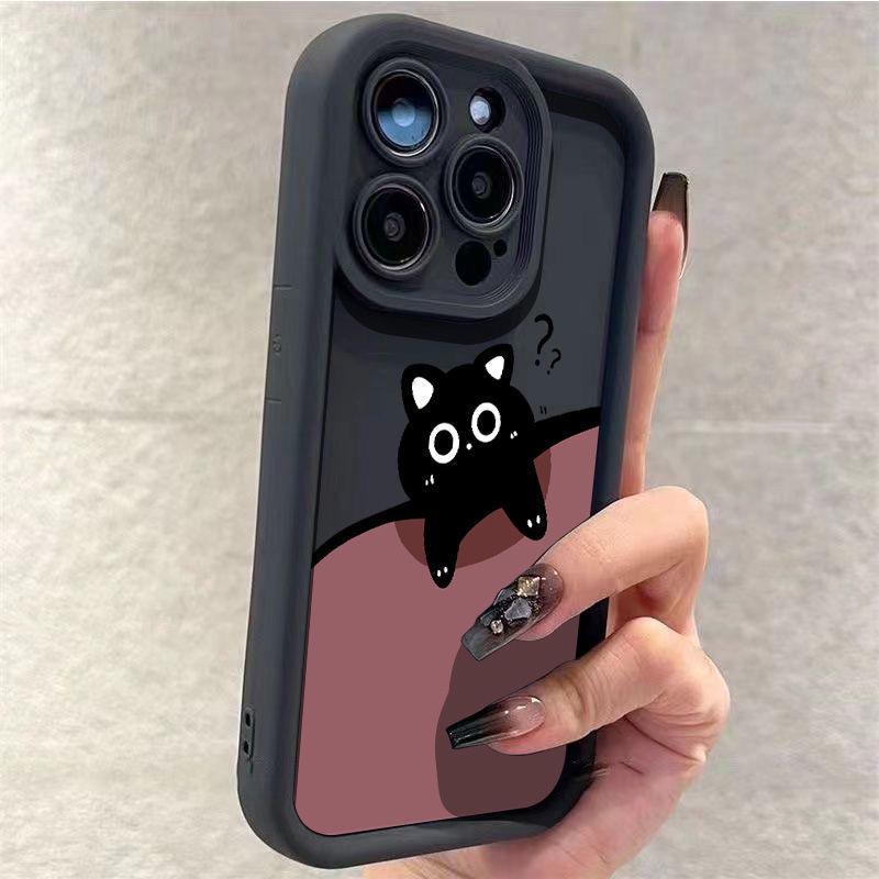 Creative Cat iPhone Case for Models 15, 14, 13/12, 11 Pro, XR – Soft, Transparent, and Cute