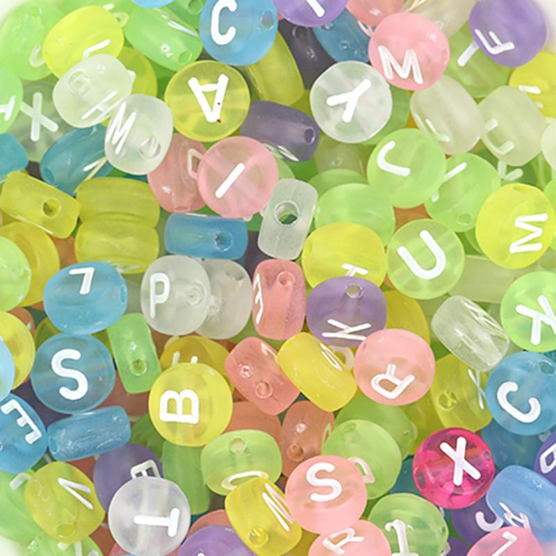 100Pcs Acrylic Flat Letter Beads Alphabet Round Smile Spacer Loose Bead For Diy Jewelry Bracelet Charm Supplies