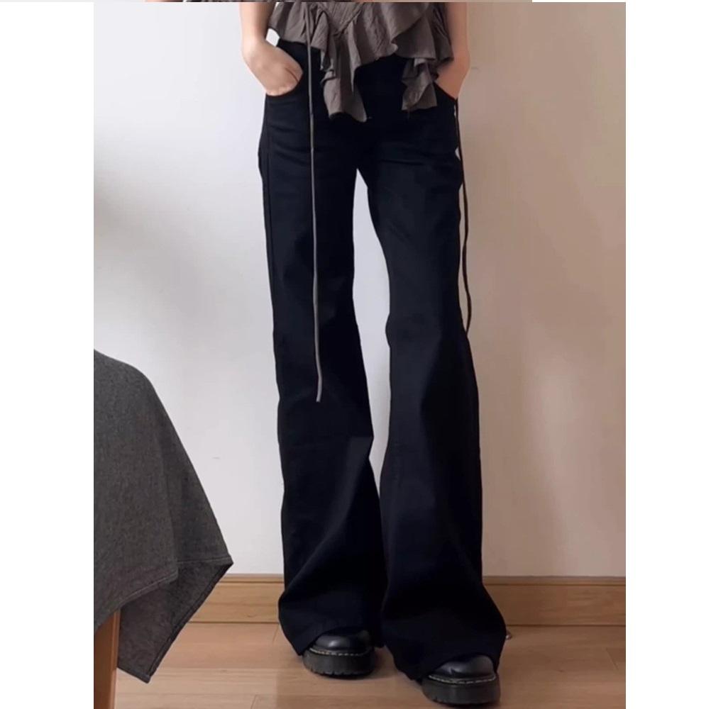 Big Size Spicy Girl Black Low Waist Wide Leg Slightly Flared Jeans for Women In Early Autumn, Loose and Versatile Straight Leg Flared Pants