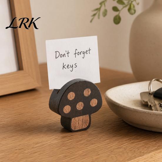 Wooden Card Holder Mushroom Place Holder, Mini Hedgehog Table Number Solid Wood Photo Clip Farmhouse Note Picture for Home Office