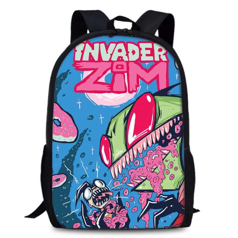 Zim Dib Invader Gaz Cartoon Animated Character Printed Backpack Children