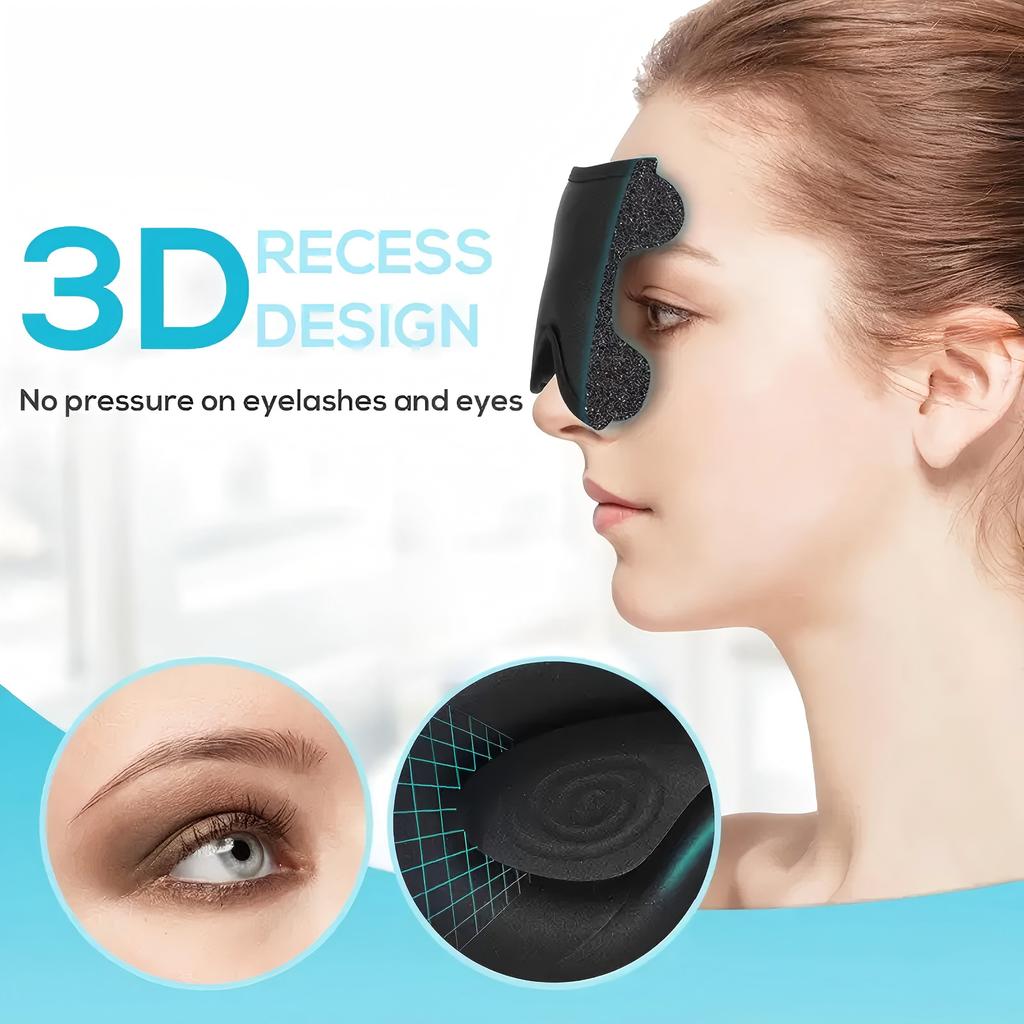 3D Deep Contour Sleep Mask Compatible for S - Soft -Blocking Eye with Adjustable Strap - 100% Darkness for Sleep
