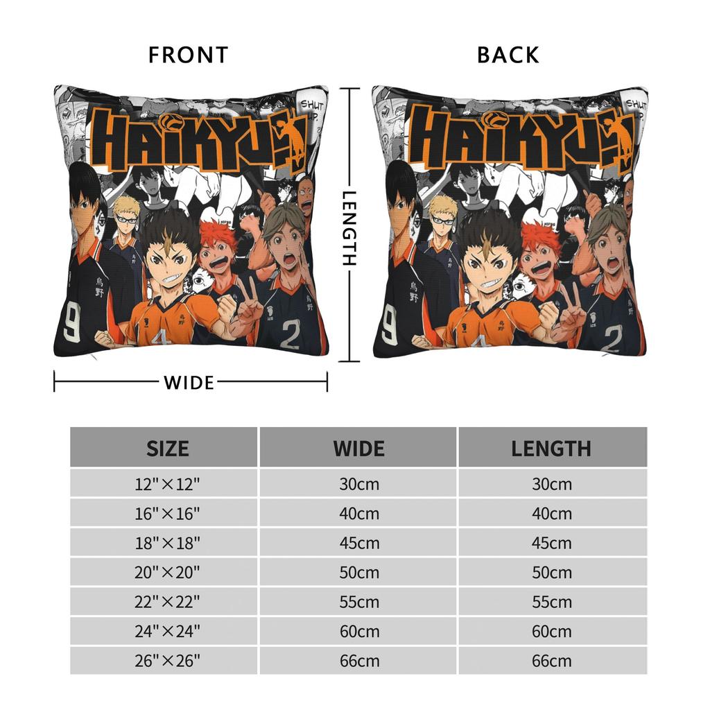 Haikyuu Volleyball Manga Quadratische Kissenbezüge Polyester Sitz Anime Kissenbezug Lustiger Dekorativer Kissenbezug 4040