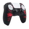 RALAN PS5 Controller DualSense Compatible with Silicone Joystick Caps, Non-Slip, Black, Perfect Fit, Ergonomic Design (Black and Red Wolf)