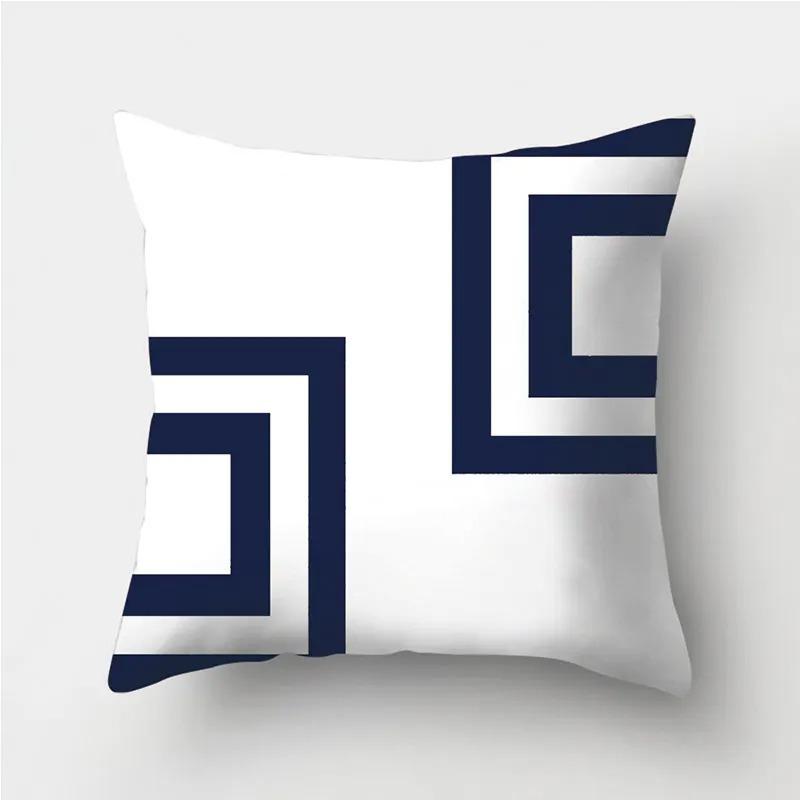 Dark Blue Geometric Pattern Decorative Pillowcase Bedding Home Decoration Cushion Pillowcase