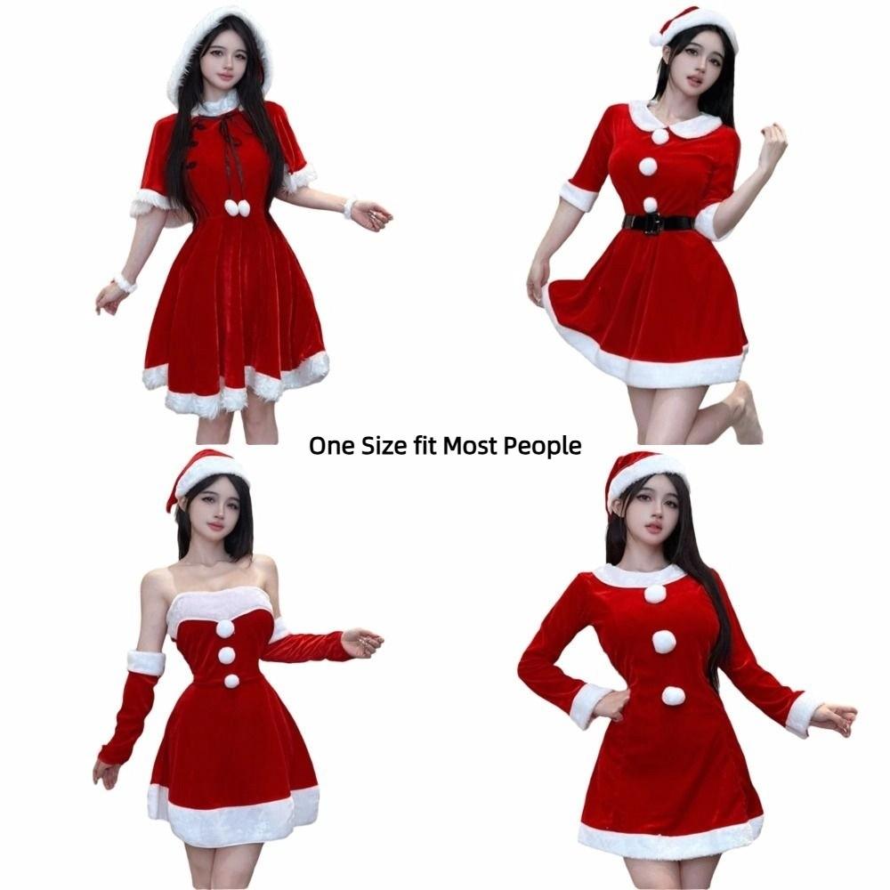 Gullfløyel Julekjole Julenissen Juleopptredenskostyme Fancy Festkjole Nattklubb Bar