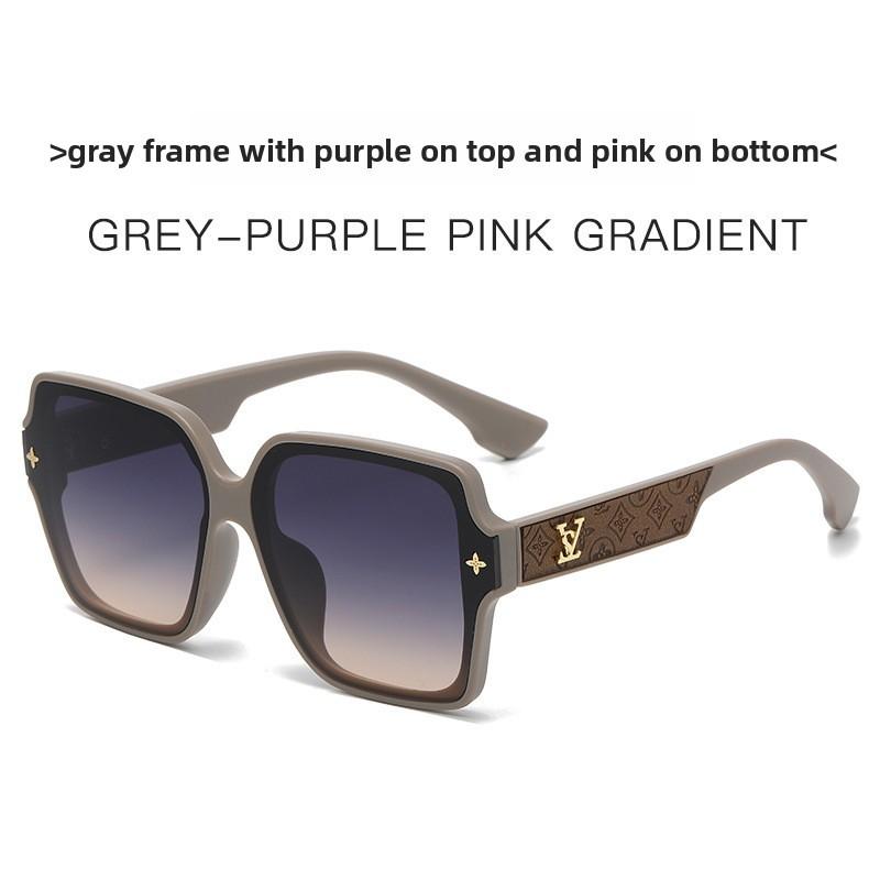 Fashion Square Glasses Women Uv400 Protective Sunglasses For Casual Street Style KhakiGreyGradient