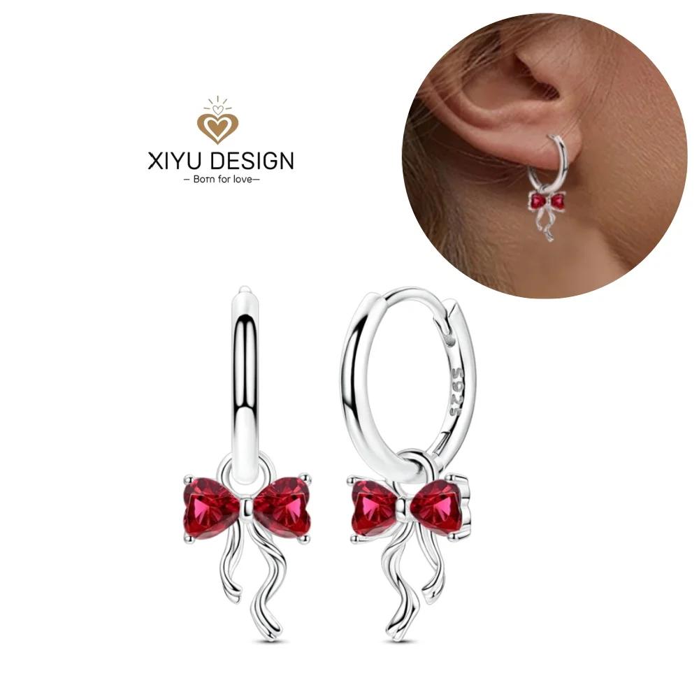 925 Silver Charms Colorful Bow Set Earrings Ring Beads Pendant for Women Bracelets Necklaces DIY Jewelry Gift