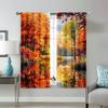 2 Pcs Autumn Scenery Print Curtains,suitable for Bedroom,living Room Kitchen Decoration,home Decoration,window Decoration