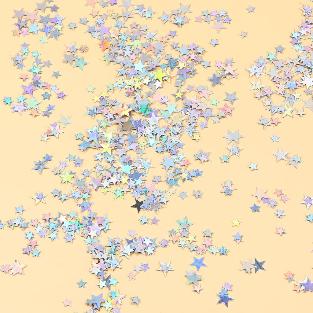 6000 PCS Glitter Star Confetti with Diamond, 60g/2 Ounce 6mm Silver Metallic Foil Star Confetti for Party Wedding Decorations