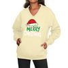 Damen Modisches Weihnachtsdruck Langarm V-Ausschnitt Sweatshirt