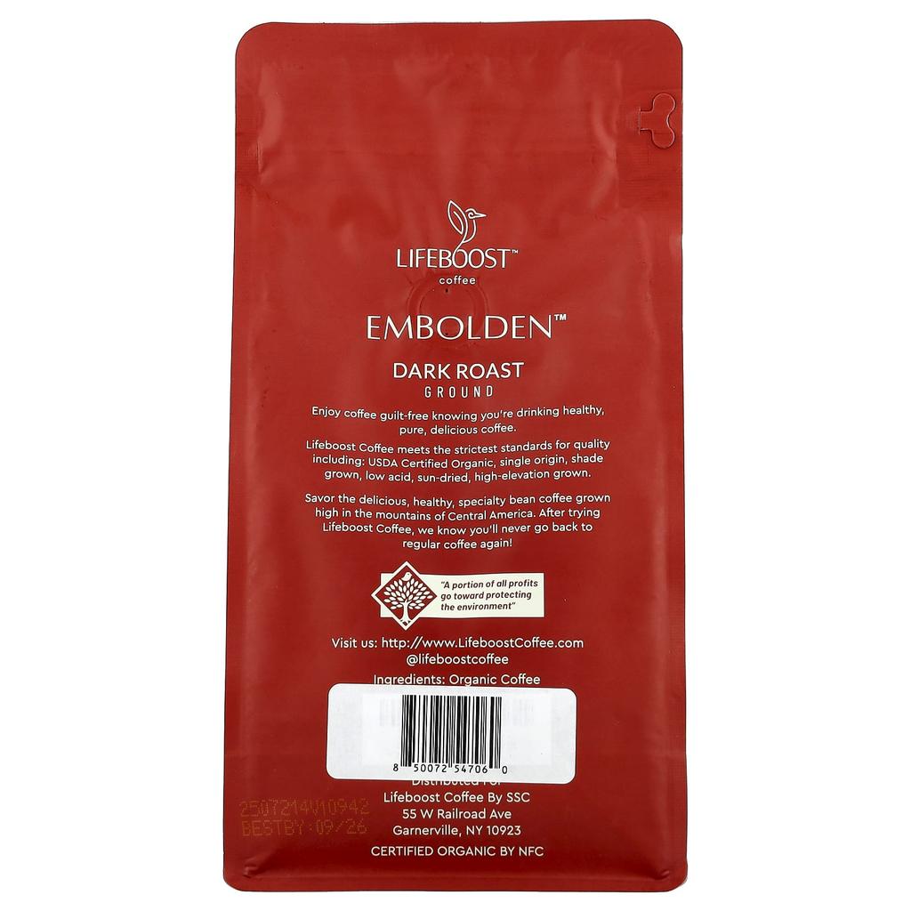 Lifeboost, Coffee, Embolden™, Ground, Dark Roast, 340g (12oz)