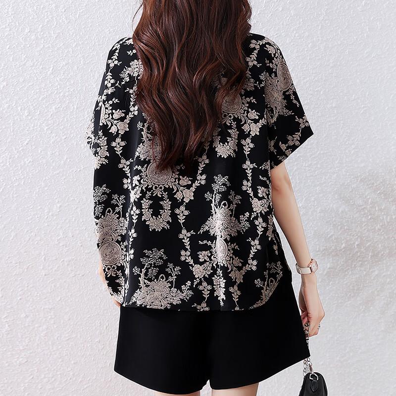 Elegant Floral Retro Printed Women's Shirt