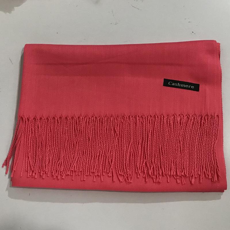 Women's Solid Color Imitation Cashmere Scarf - 200g, Red, Warm Autumn/Winter Shawl and Neckerchief
