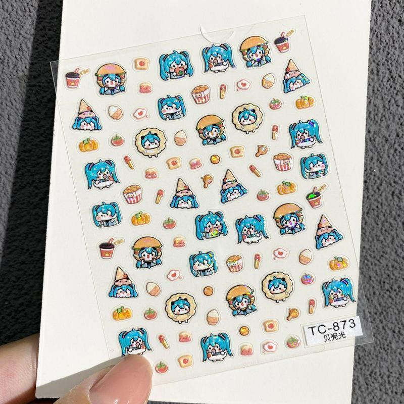 Entzückende Kriegerin Mädchen 3D Präge Nagellack & Handy Aufkleber - Japanischer Cartoon Stil