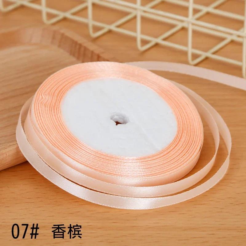 6mm Satin Ribbon DIY Artificial Silk Material Christmas Halloween Wedding Birthday Party DecorationHandmade Bows Gift Wrapping